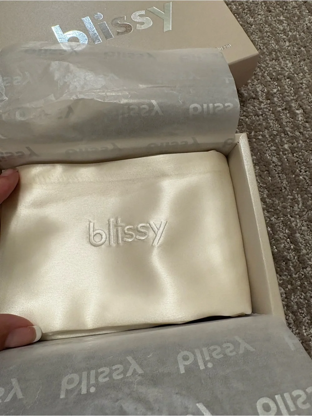 blissy Premium Silk Pillowcase - White - Queen Size - New in Box - Great Gift!